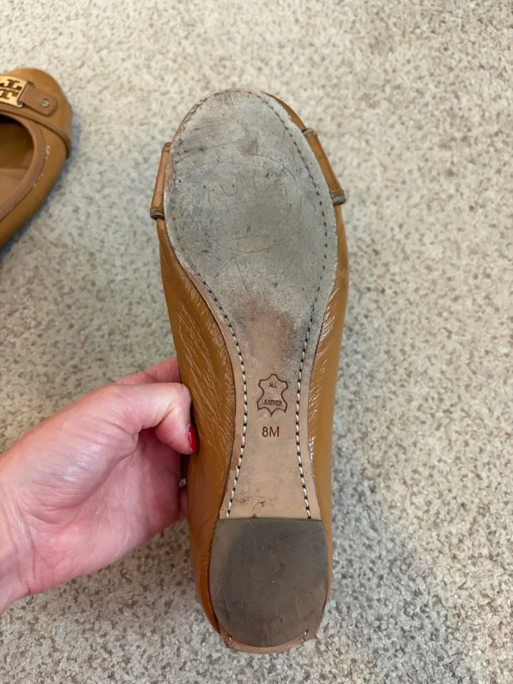 Tory Burch Royal Tan Patent Leather Ballet Flats, 8